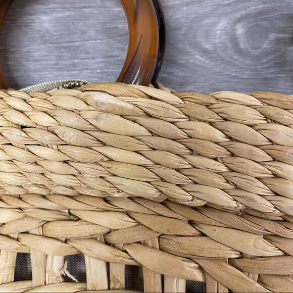 Poolside Straw Bag with Leather Strap - Picture 6 of 10